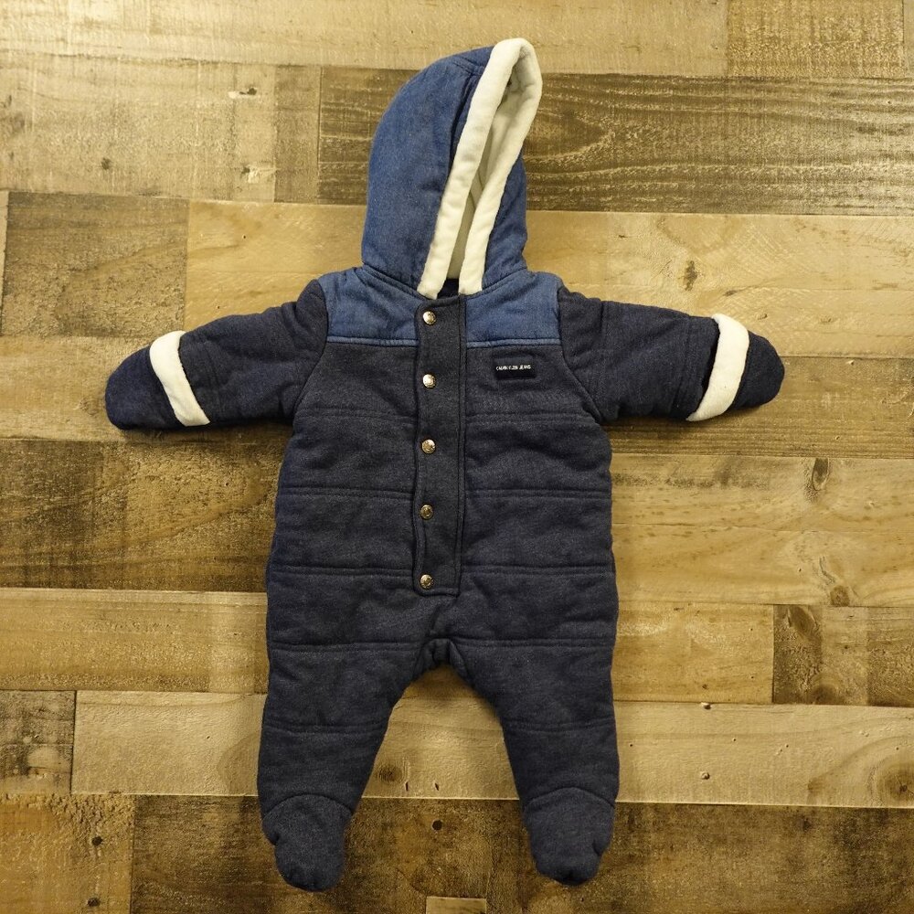 Calvin Klein Jeans Baby Bunting Suit 3–6M Navy Blue Hooded One-Piece Snowsuit